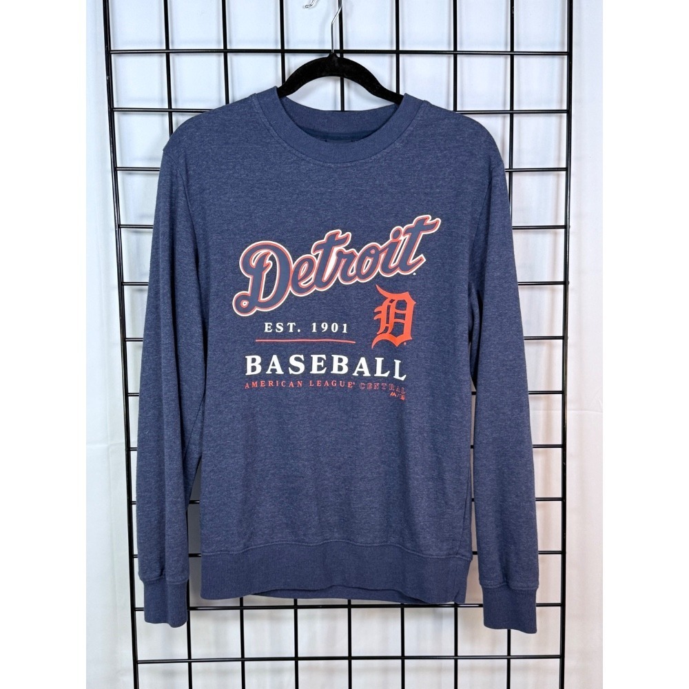 Vtg Majestic Detroit Tigers Sweatshirt‎ Mens S Blue English D Y2K Baseball